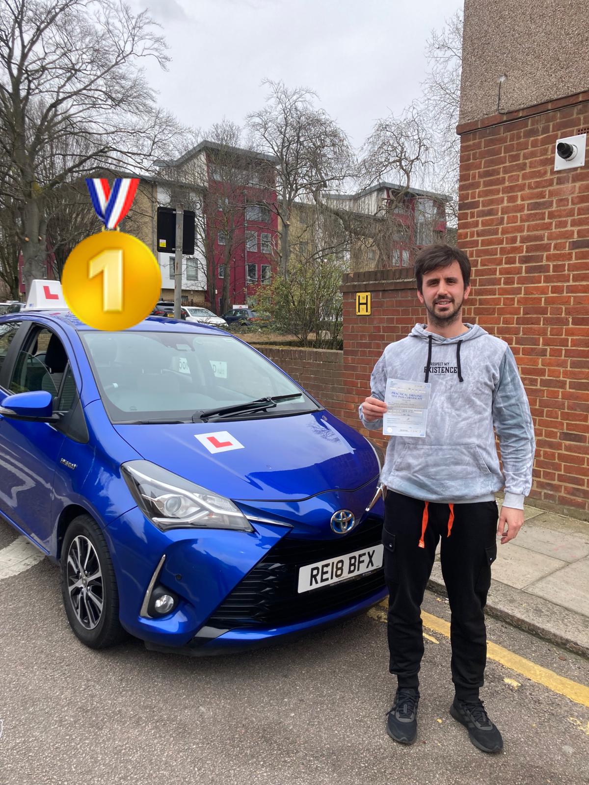 Happy student A.G. who passed driving test in London