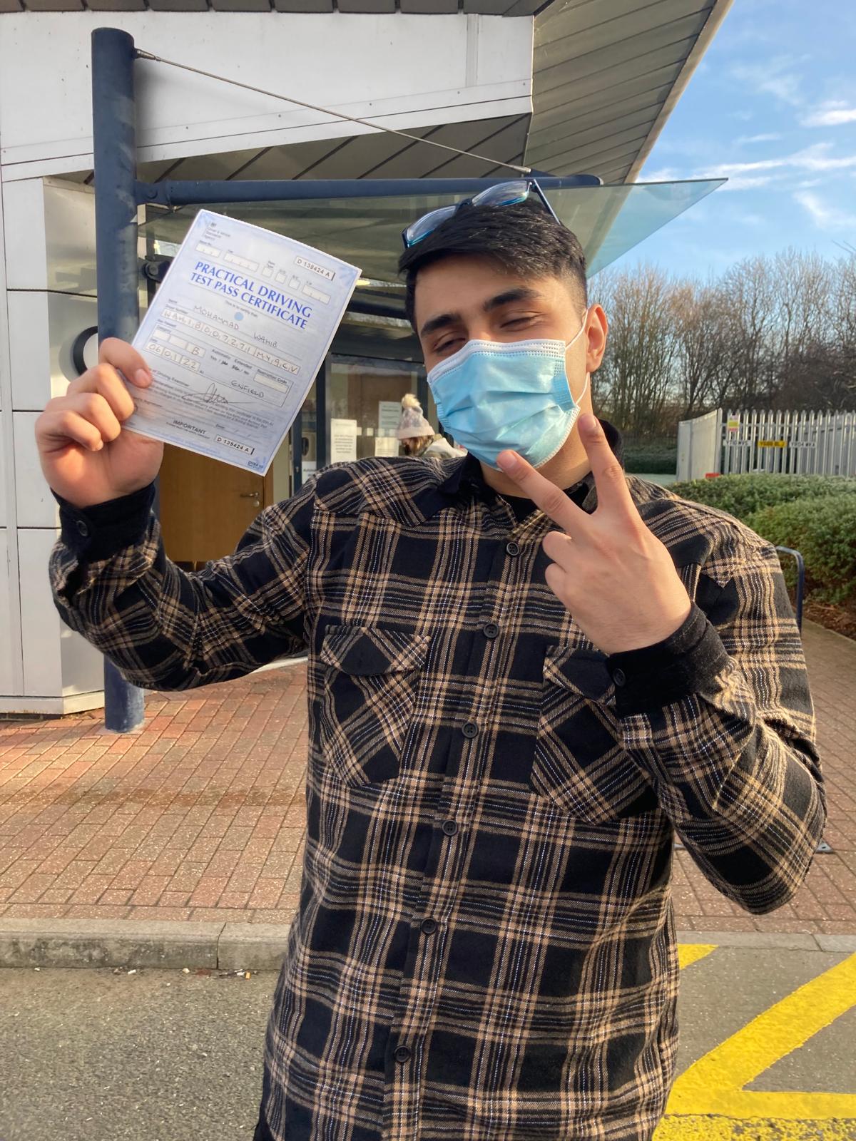 Happy student M.A who passed driving test in London